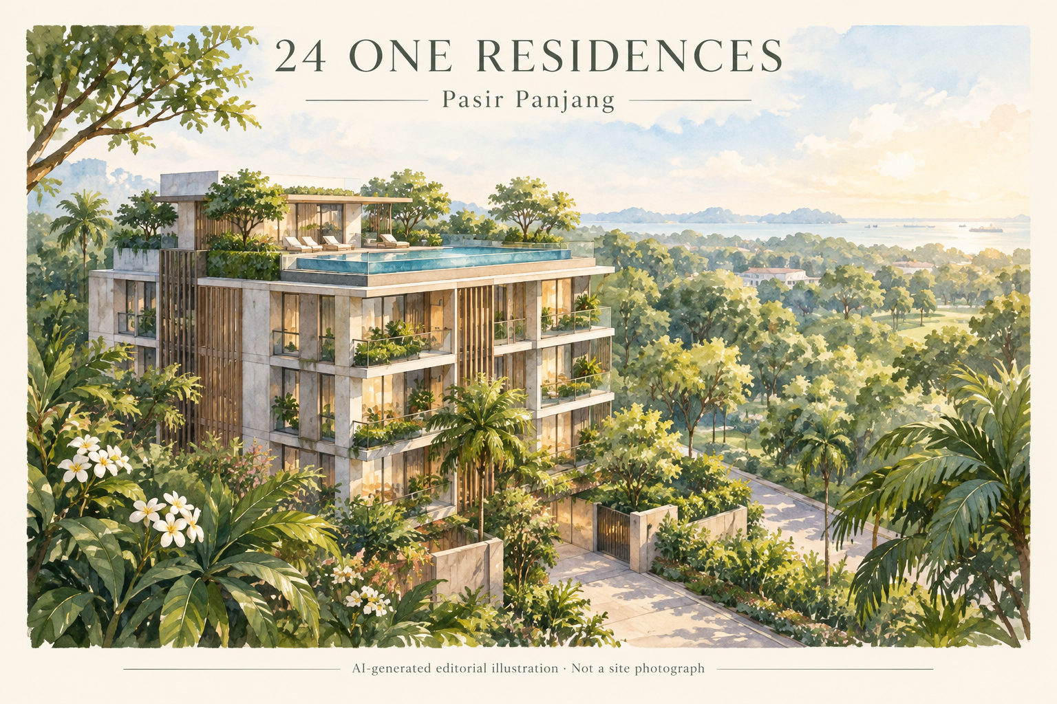Conceptual illustration inspired by 24 One Residences; not a site photograph