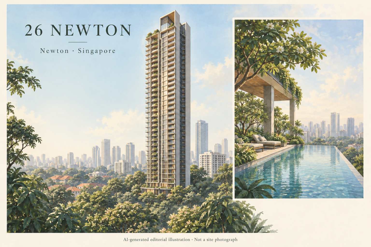 Conceptual illustration inspired by 26 Newton; not a site photograph